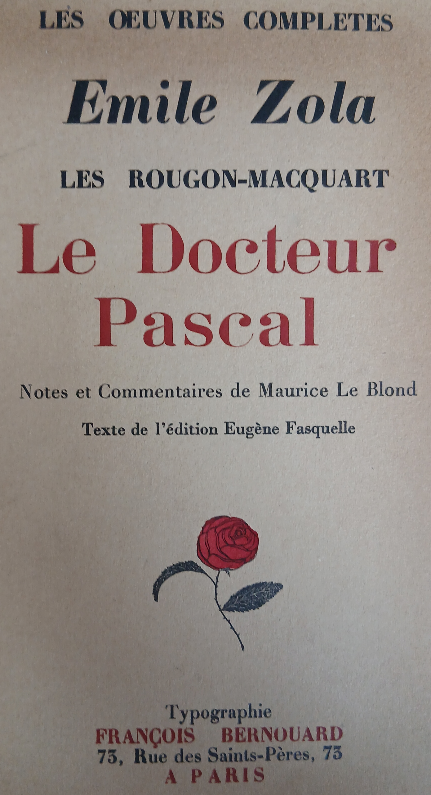 Emile Zola – Docteur Pascal – Livres anciens reliure cuir (1928) – BERNOUARD – Image 3