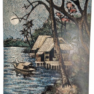 Art décoratif vietnamien, tableaux, jour/nuit en coquilles d’œufs