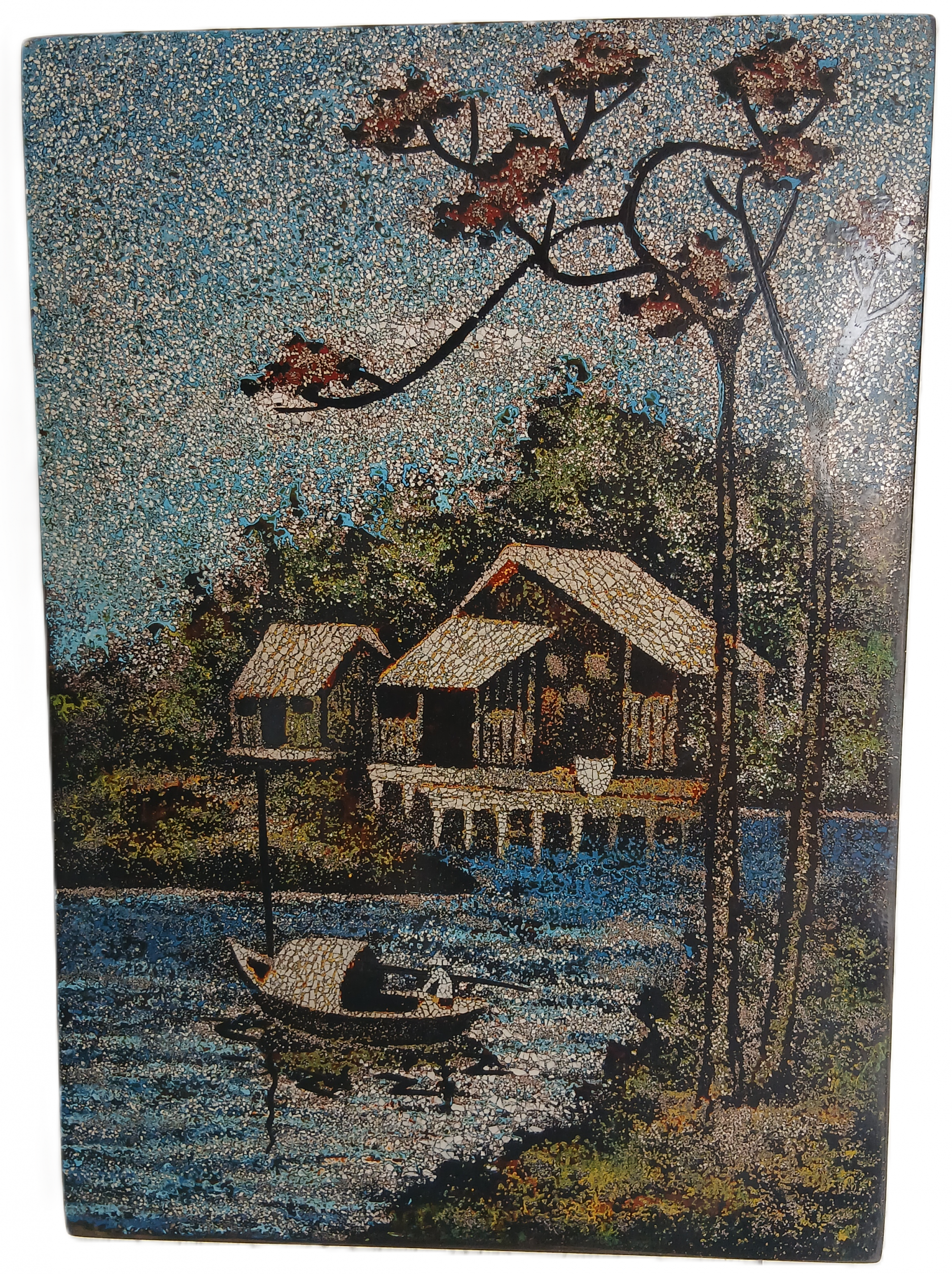 Art décoratif vietnamien, tableaux, jour/nuit en coquilles d'œufs – Image 3