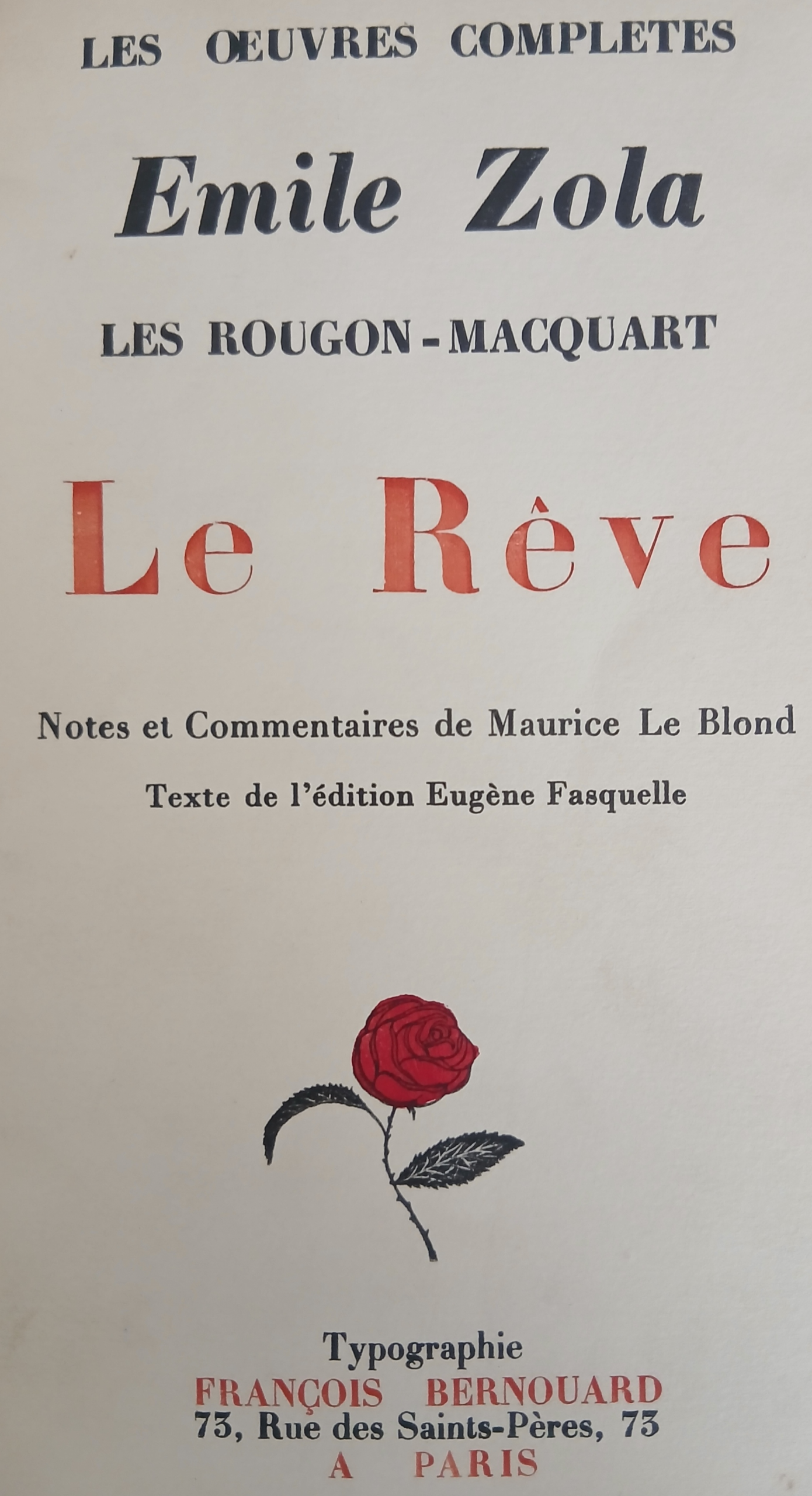 Emile Zola – Le rêve – Livres anciens reliure cuir (1928) – BERNOUARD – Image 3