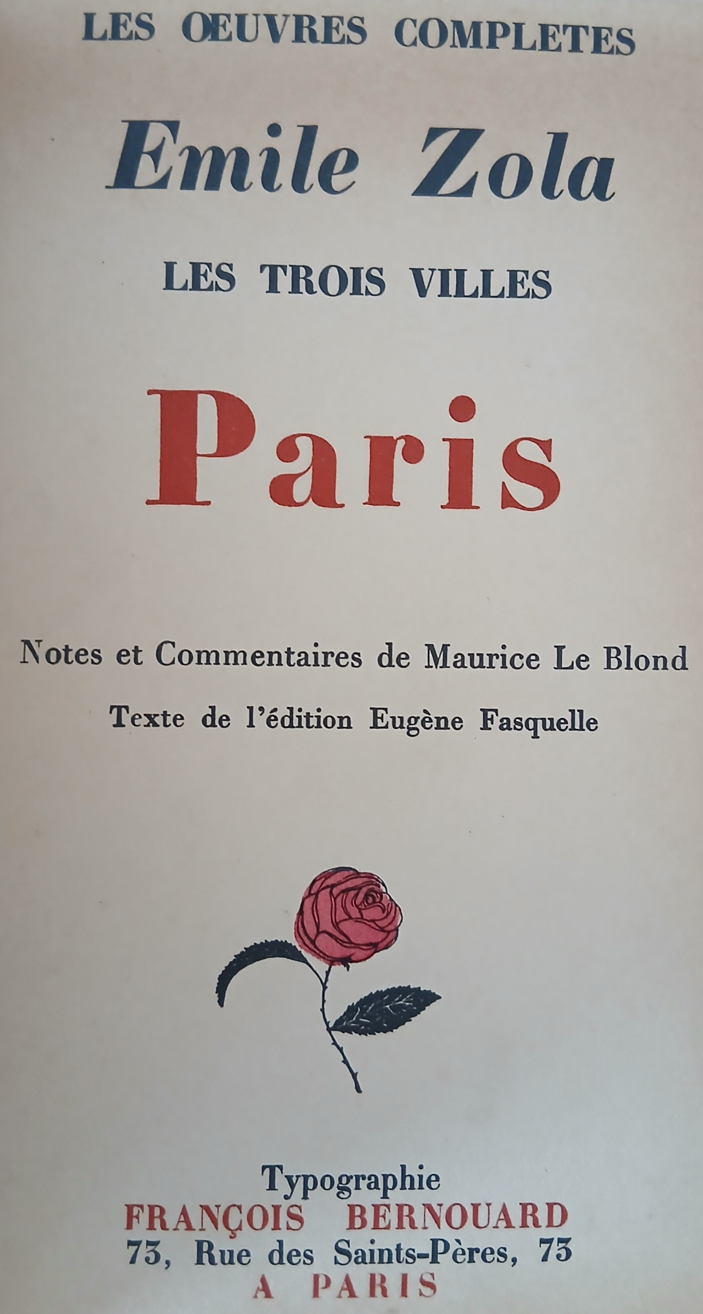 Emile Zola – Paris – Livres anciens reliure cuir (1929) – BERNOUARD – Image 3