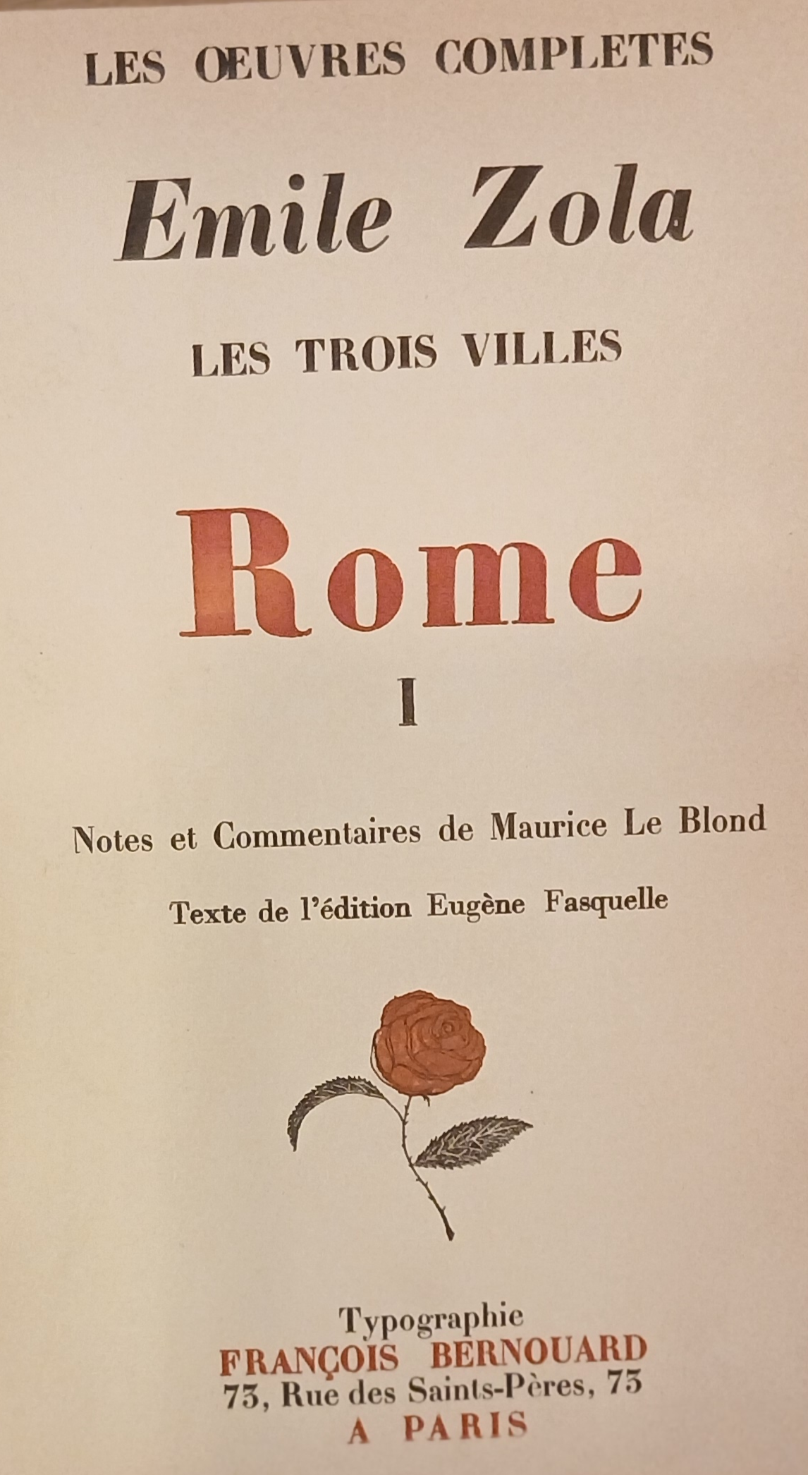 Emile Zola – Rome – Livres anciens reliure cuir (1928) – BERNOUARD – Image 3