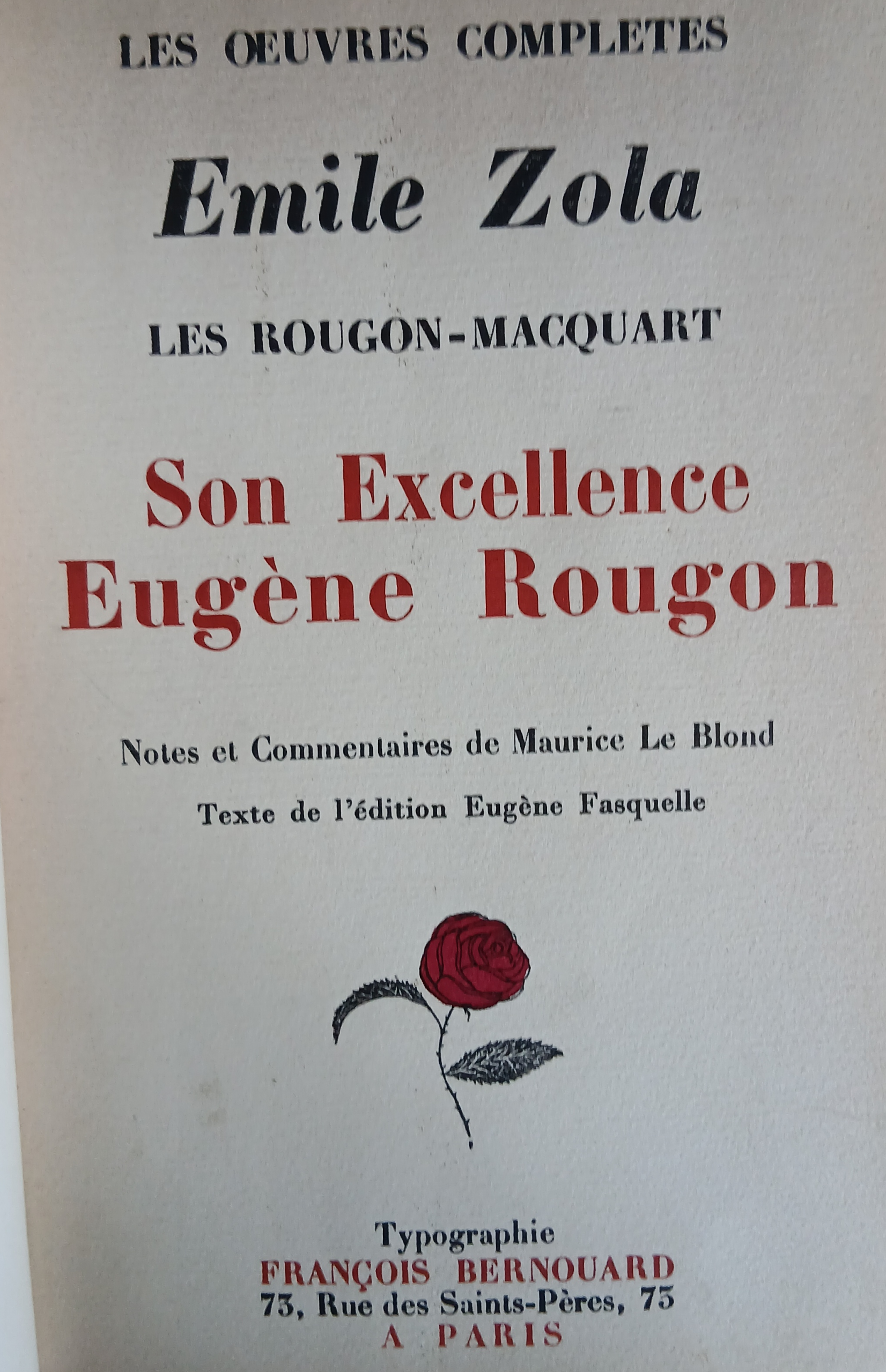 Emile Zola – Son excellence Eugène Rougon – Livres anciens reliure cuir (1927) – BERNOUARD – Image 3