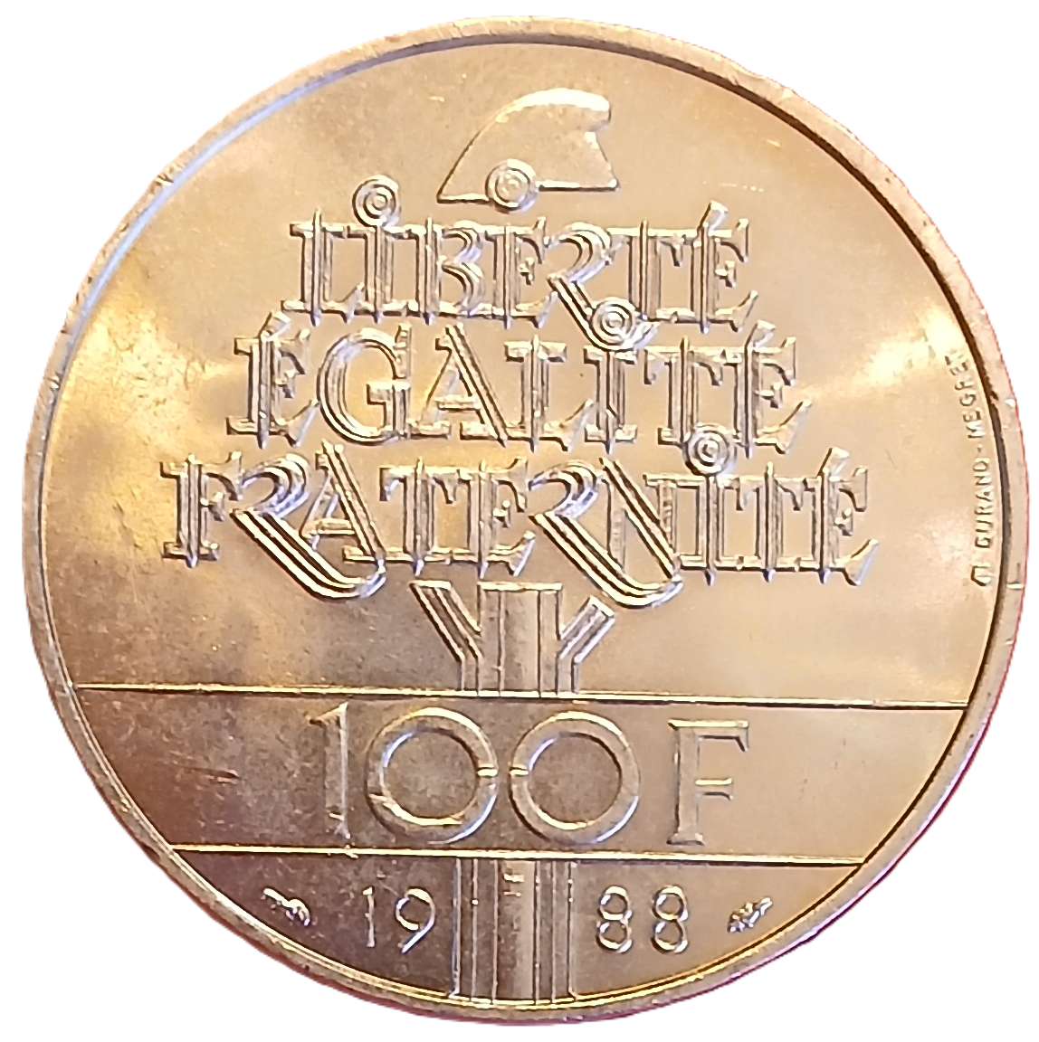100 francs argent type Fraternité 1988