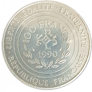 100 francs argent type Charlemagne 1990
