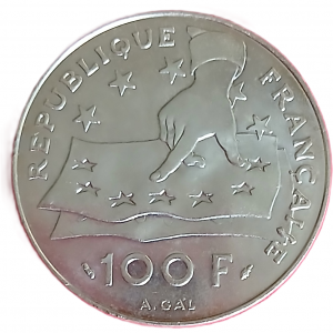100 francs argent type Descartes 1991