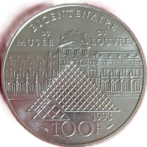 100 francs argent type Louvre 1993
