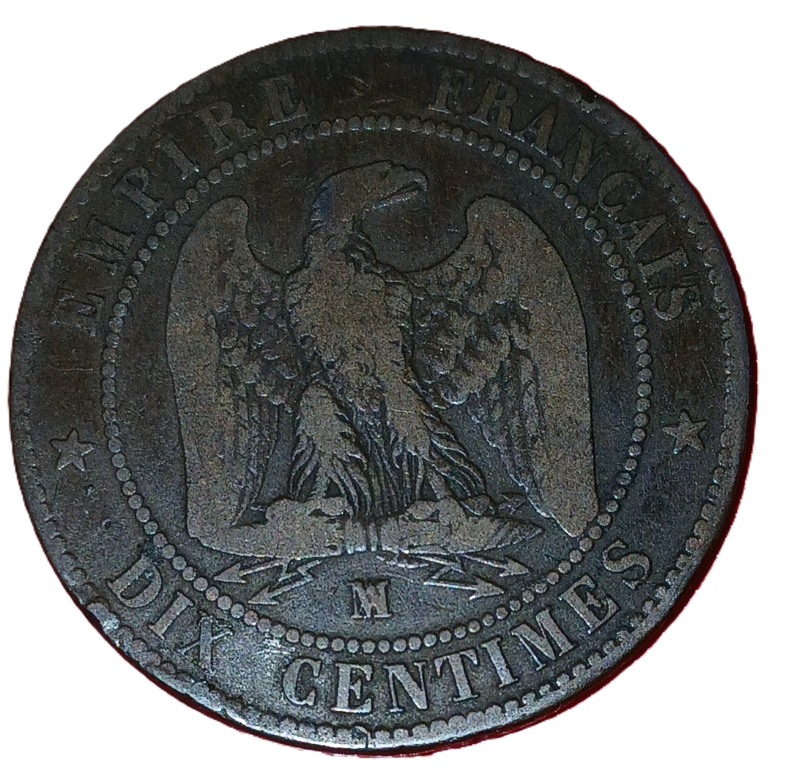 10 centimes Napoléon III tête nue 1855 MA ancre