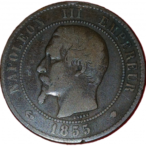 10 centimes Napoléon III tête nue 1855 MA ancre