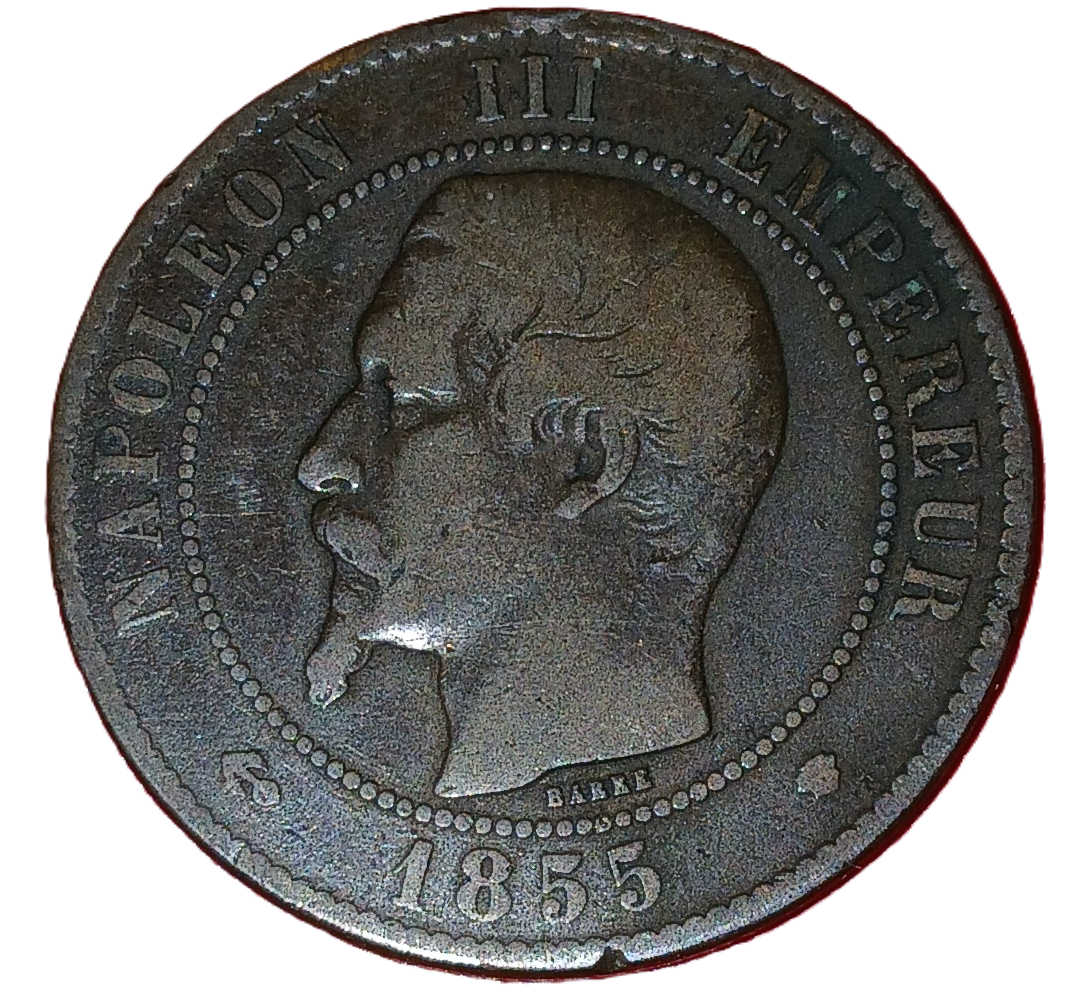 10 centimes Napoléon III tête nue 1855 MA ancre – Image 2