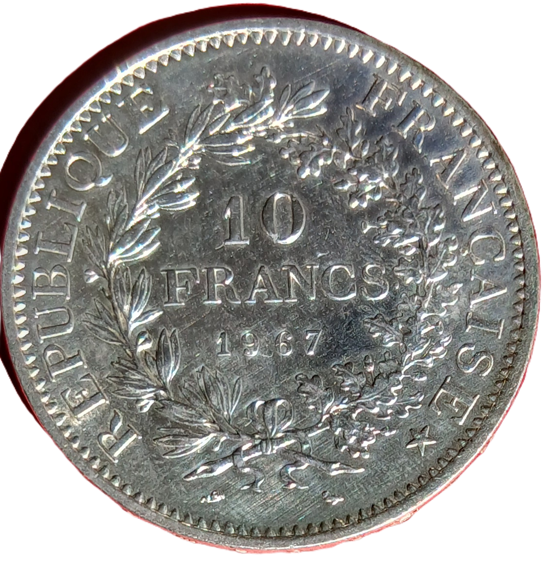 10 francs argent type Hercule 1967 à l'accent