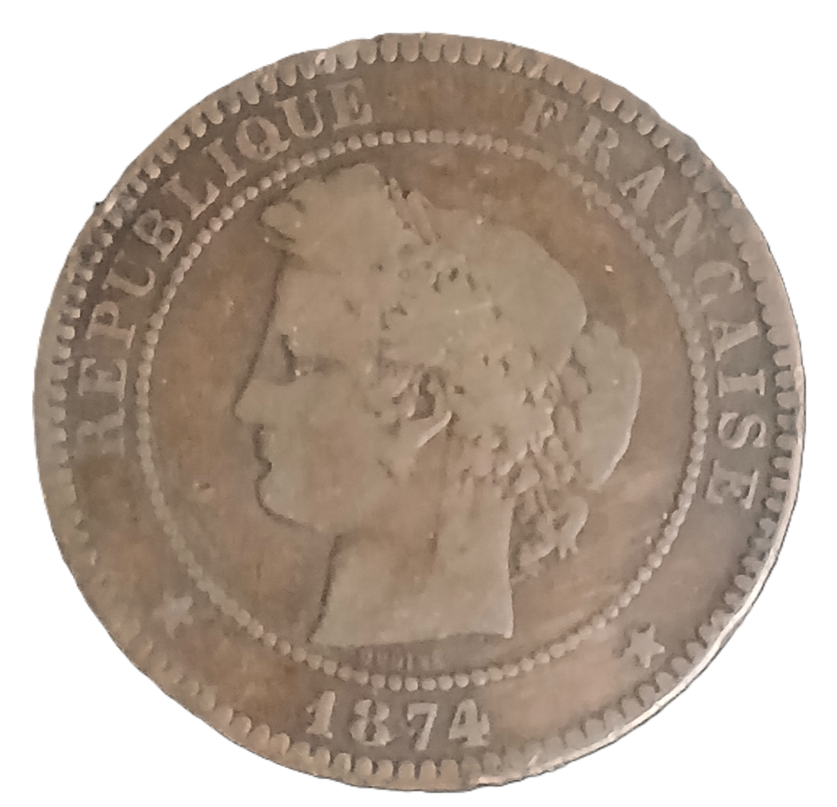 10 centimes type Cérès 1874 A – Image 2