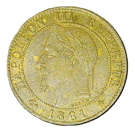1 centime type Napoléon III tête laurée 1861 A – Image 2