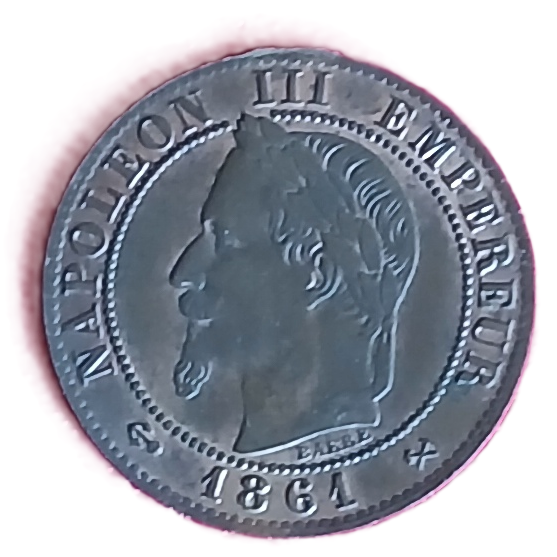 1 centime type Napoléon III tête laurée 1861 K – Image 2