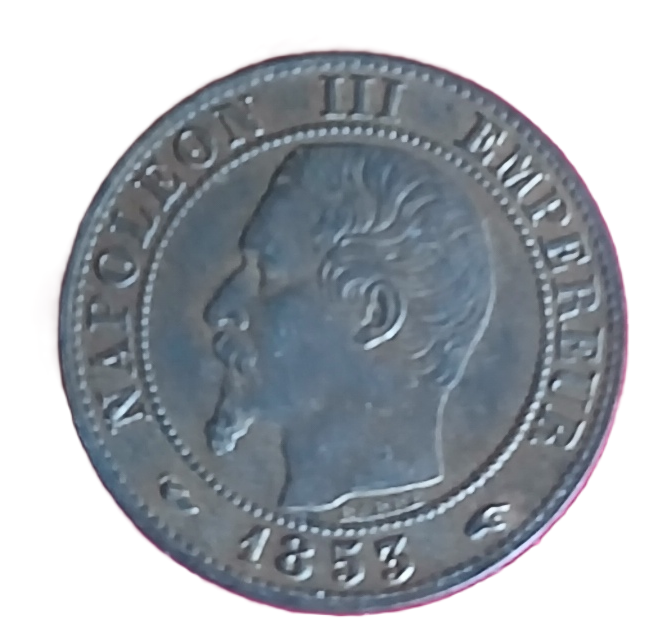 1 centime type Napoléon III tête nue 1853 A – Image 2
