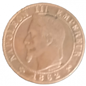 1 centime type Napoléon III tête laurée 1862 K