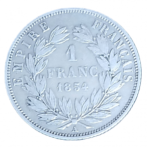 1 franc argent Napoléon III tête nue de 1854 A