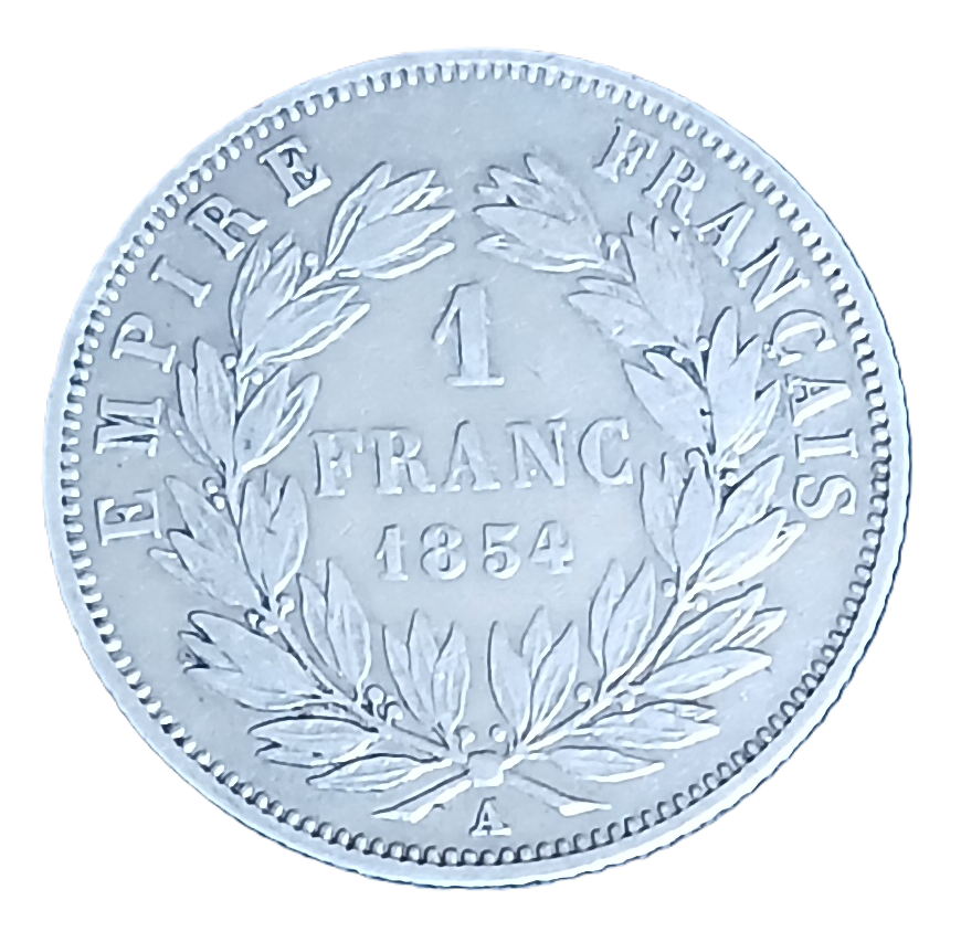 1 franc argent Napoléon III tête nue de 1854 A