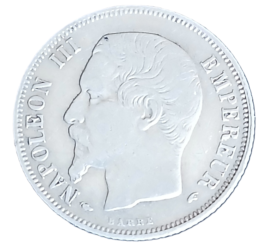 1 franc argent Napoléon III tête nue de 1854 A – Image 2