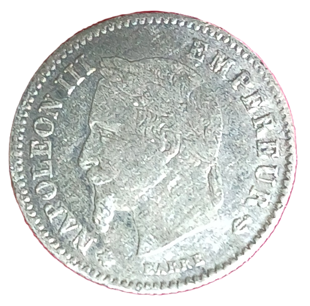 20 centimes argent Napoléon III tête laurée grand module 1868 A – Image 2
