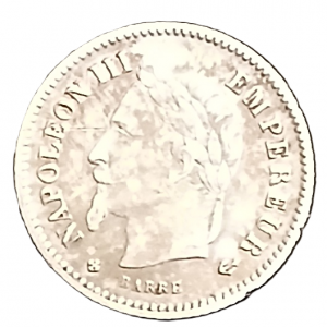 20 centimes argent Napoléon III tête laurée grand module 1867 BB