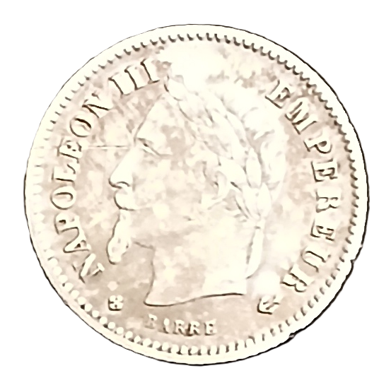 20 centimes argent Napoléon III tête laurée grand module 1867 BB – Image 2