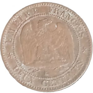 2 centimes Napoléon III tête laurée 1861 K
