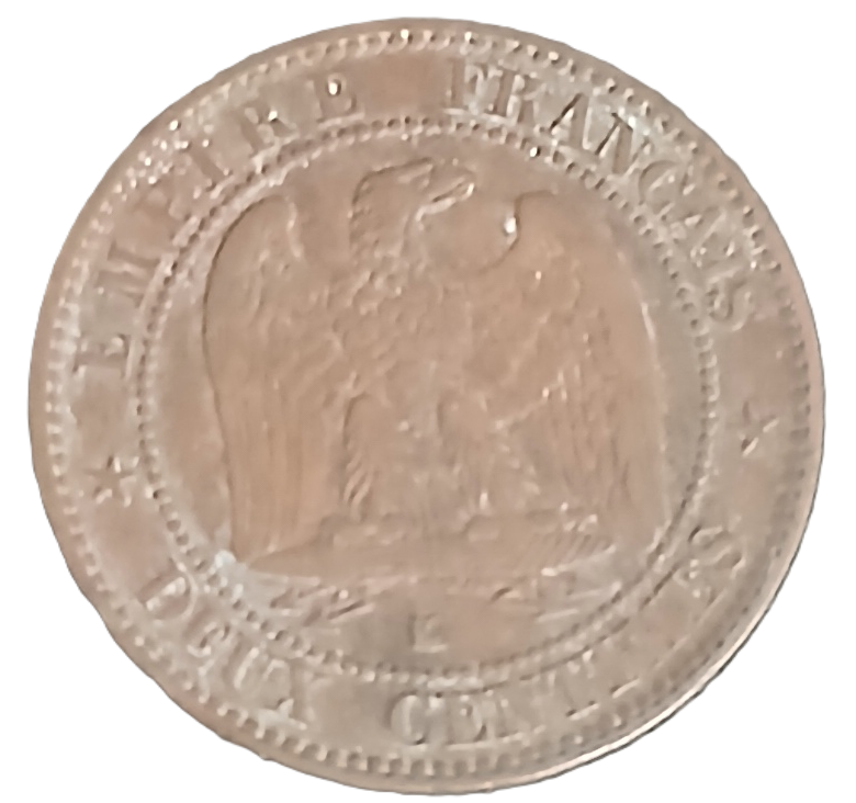 2 centimes Napoléon III tête laurée 1861 K