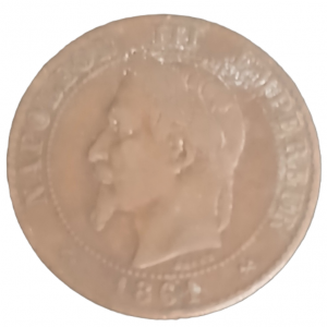 2 centimes Napoléon III tête laurée 1861 K