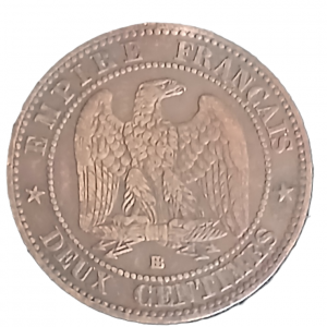 2 centimes Napoléon III tête nue 1855 BB chien