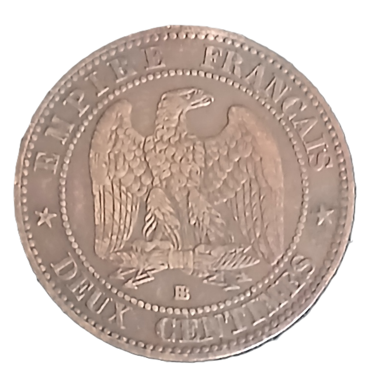 2 centimes Napoléon III tête nue 1855 BB chien