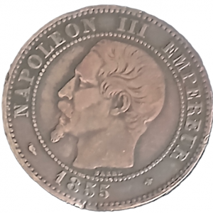 2 centimes Napoléon III tête nue 1855 BB chien