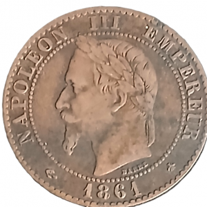 2 centimes Napoléon III tête laurée 1861 A