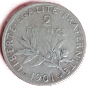 2 francs argent type Semeuse 1901