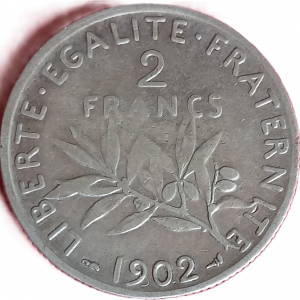 2 francs argent type Semeuse 1902