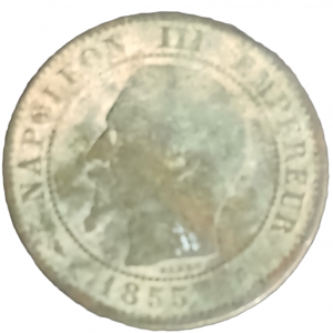2 centimes Napoléon III tête nue 1855 K chien