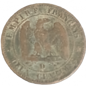 2 centimes Napoléon III tête nue 1855 grand D ancre