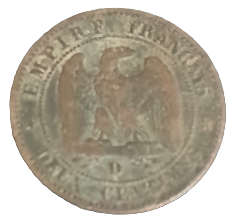 2 centimes Napoléon III tête nue 1855 grand D ancre