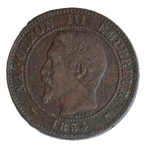 2 centimes Napoléon III tête nue 1854 grand D
