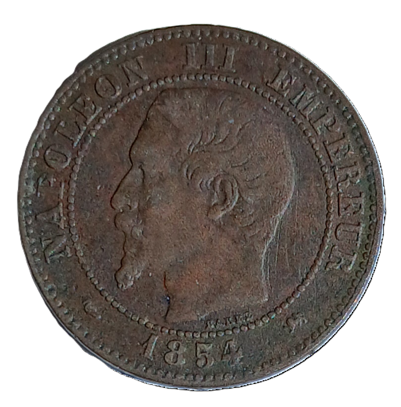 2 centimes Napoléon III tête nue 1854 grand D – Image 2