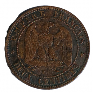 2 centimes Napoléon III tête nue 1855 K chien