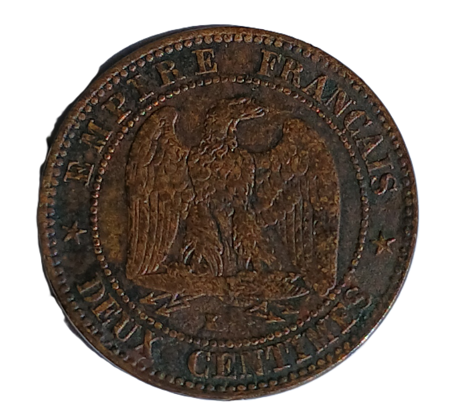 2 centimes Napoléon III tête nue 1855 K chien