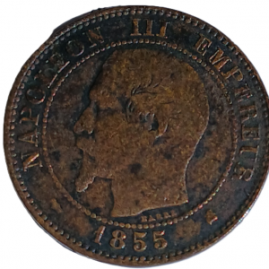 2 centimes Napoléon III tête nue 1855 K chien