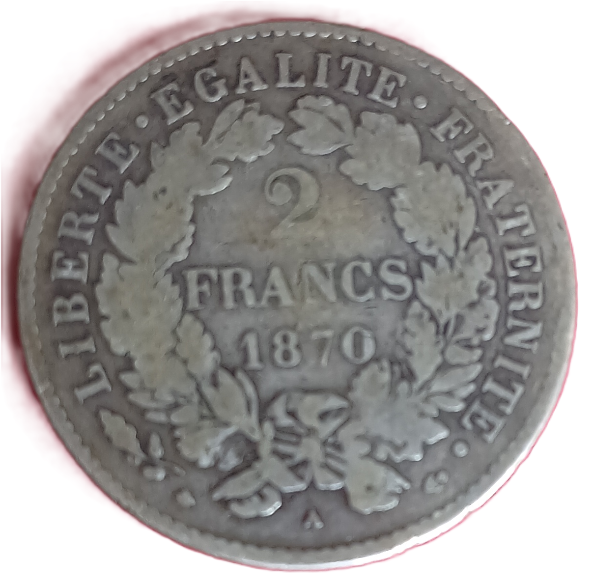 2 francs argent type Cérès 1870 petit A