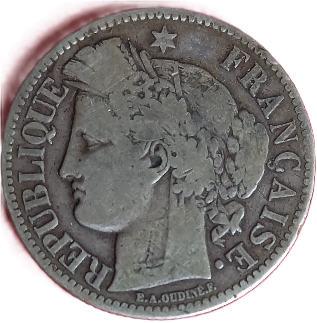 2 francs argent type Cérès 1870 petit A – Image 2