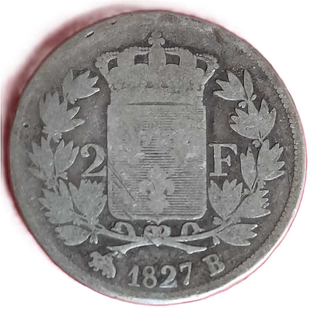 2 francs argent type Charles X 1827 B