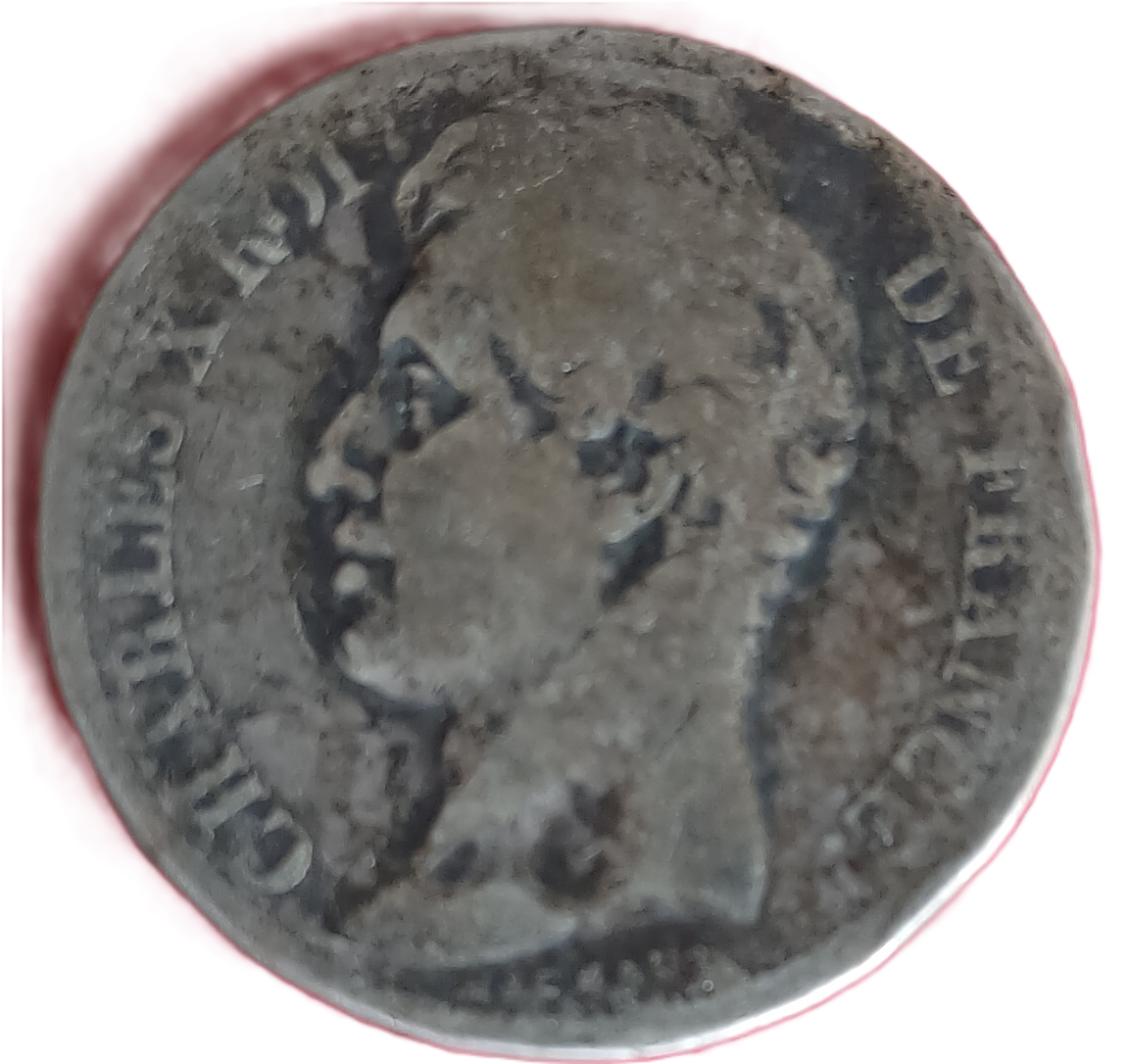 2 francs argent type Charles X 1827 B – Image 2