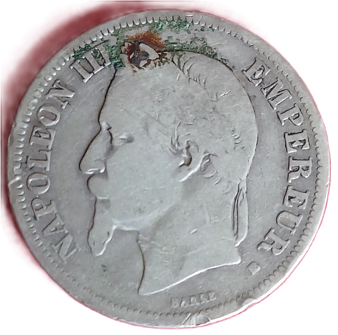 2 francs Napoléon III tête laurée 1866 BB – Image 2