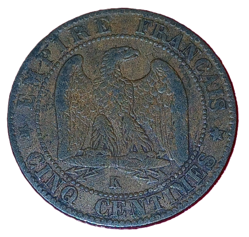 5 centimes Napoléon III tête laurée 1861 K