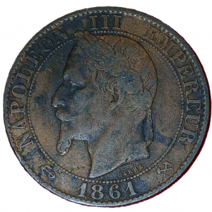 5 centimes Napoléon III tête laurée 1861 K
